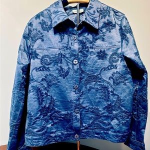 EUC Coldwater Creek Ladies Jacket Size XL Color Blue with Blue beading.